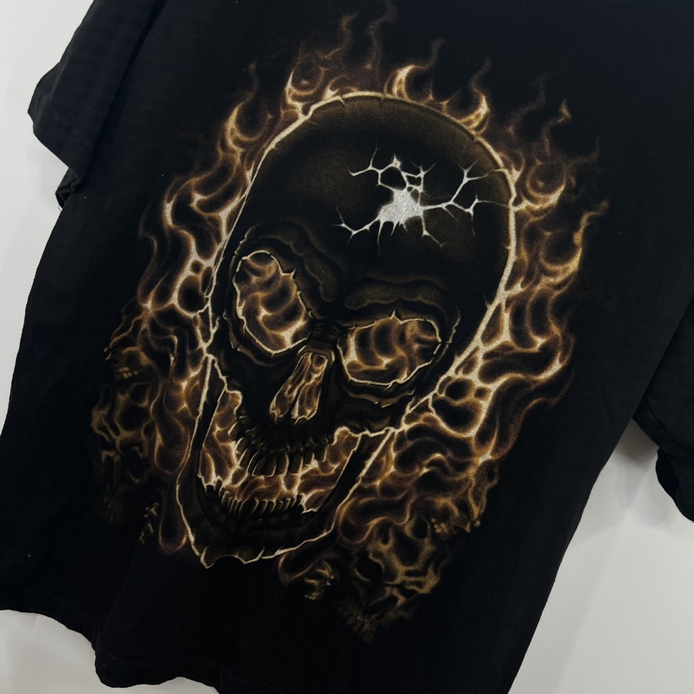 vintage Y2K Flame Skull T Shirt Mens L Pinkman Hip Hop Grunge Skater MMA Tapout - Picture 1 of 10